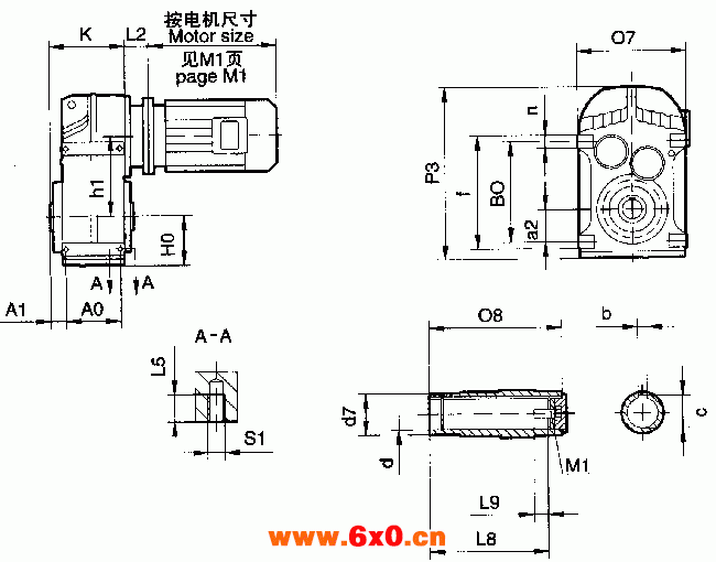 MPAB37……系列平等轴齿轮减速机的安装尺寸