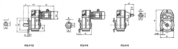 FC系列平行轴斜齿轮减速器外形尺寸