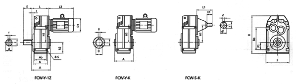 FC系列平行轴斜齿轮减速器外形尺寸