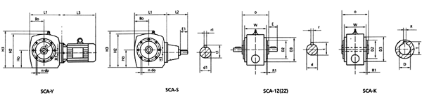 SC系列斜齿蜗轮减速器外形尺寸