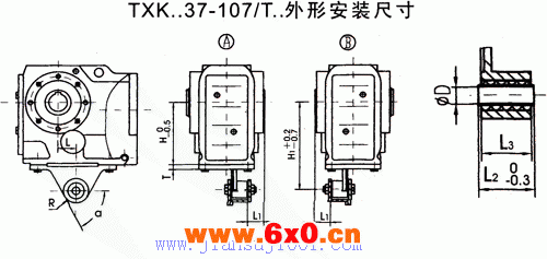 TXK..37/T-TXK..157/T型斜齿轮-锥齿轮减速电机外形及安装尺寸