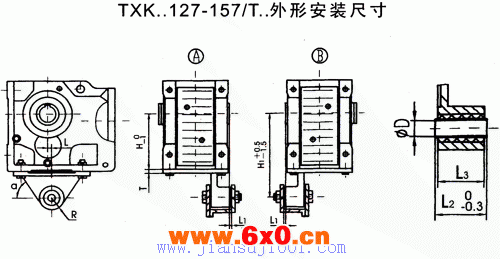 TXK..37/T-TXK..157/T型斜齿轮-锥齿轮减速电机外形及安装尺寸