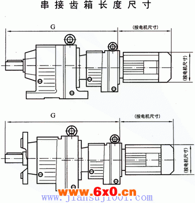 TXR系列斜齿轮减速电机串接齿箱长度尺寸