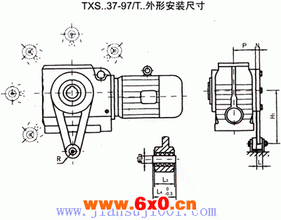 RXS..37-97/T..斜齿轮—蜗轮减速电机外形安装尺寸