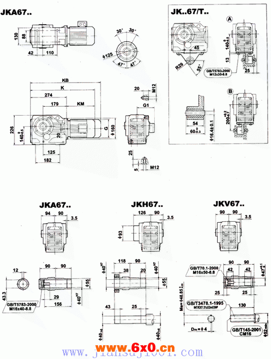 JK系列减速电机外形安装尺寸