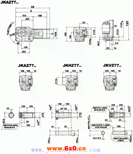 JK系列减速电机外形安装尺寸