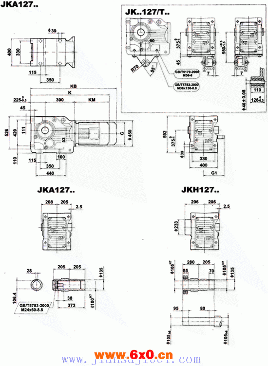 JK系列减速电机外形安装尺寸