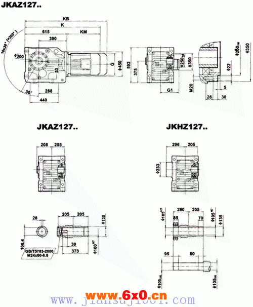 JK系列减速电机外形安装尺寸