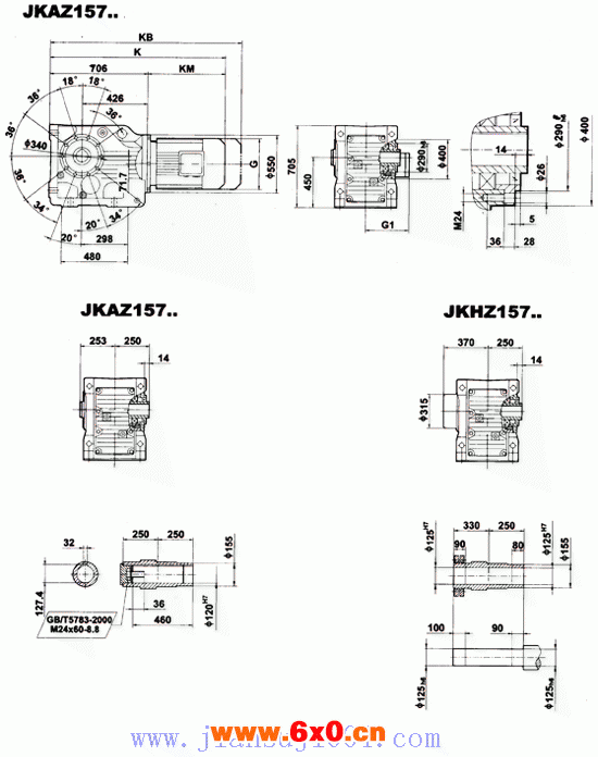 JK系列减速电机外形安装尺寸