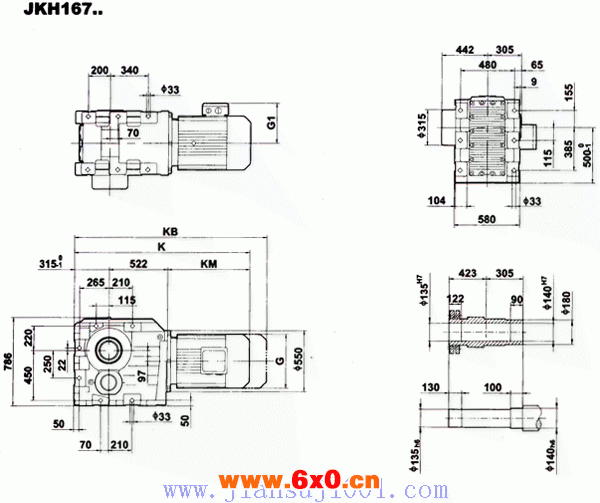JK系列减速电机外形安装尺寸