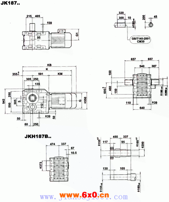 JK系列减速电机外形安装尺寸
