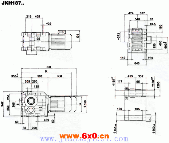 JK系列减速电机外形安装尺寸
