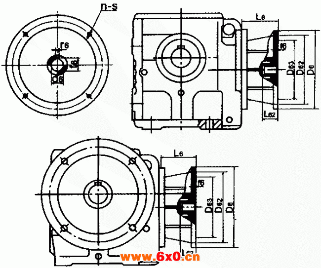 JS系列斜齿轮—蜗轮减速机连接法兰尺寸