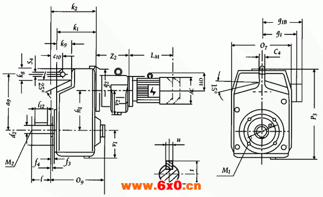 YCPJ160+VU2-YCPJ290+VU8  轴伸式加附加级联接安装及外形尺寸 