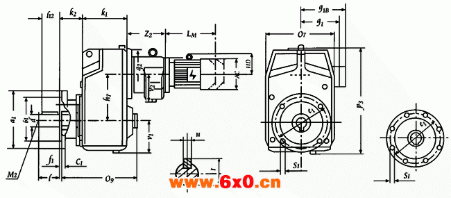 YCPJ160F-YCPJ290F+VU8  轴伸法兰式加附加级联接安装及外形尺寸 