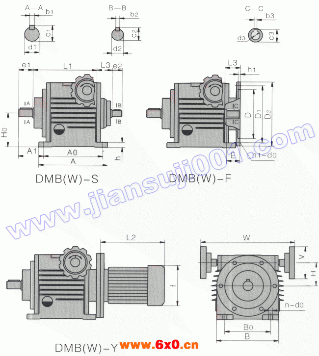 DMBW-卧式变速器外型及安装尺寸