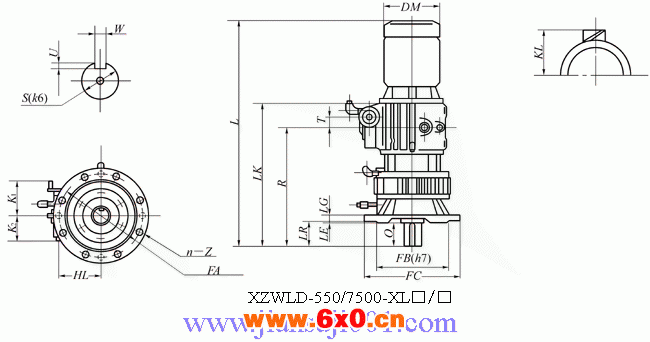 XZWLD-□- XL□/□系列（立式基本型与摆线针轮减速机组合型）外形尺寸