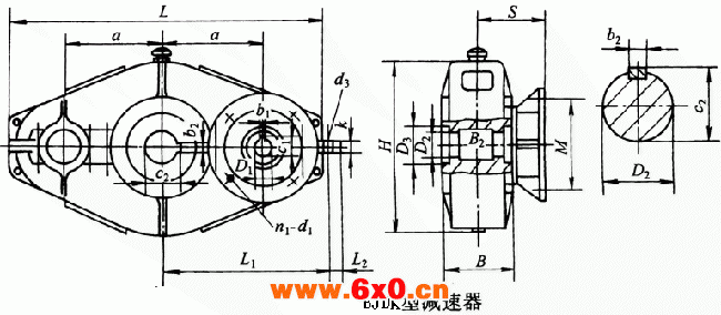 BJDK125、BJDK145、BJDK175、BJDK215、BJDK255、BJDK300型三环减速机外形及安装尺寸