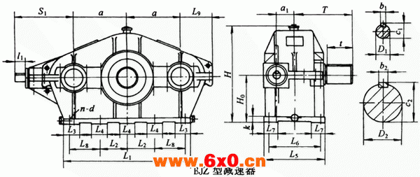 BJZ125……型三环减速机外形及安装尺寸