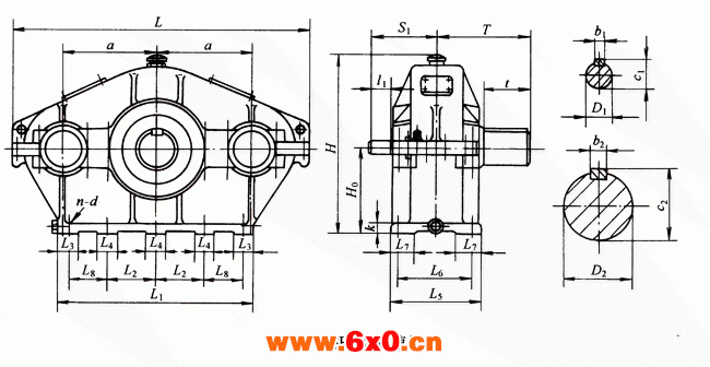 SH80……型三环减速机型式与主要尺寸YB/T79-1995