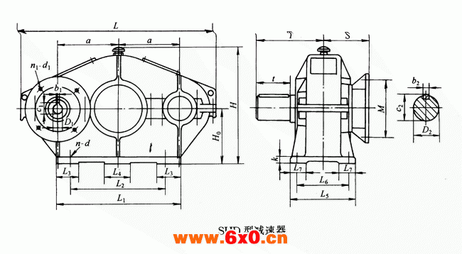SHD型三环减速机型式与主要尺寸