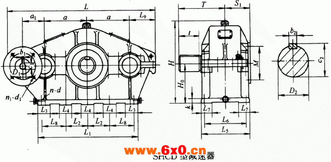 SHCD型三环减速机型式与主要尺寸