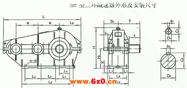 SHT型三环减速机型式与主要尺寸