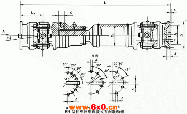 BH型标准伸缩焊接式万向联轴器（JB/T3242-93）