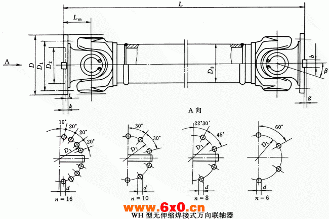 WH型无伸缩焊接式万向联轴器（JB/T5513-91）