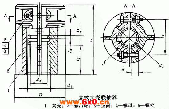 立式夹壳联轴器基本参数及主要尺寸