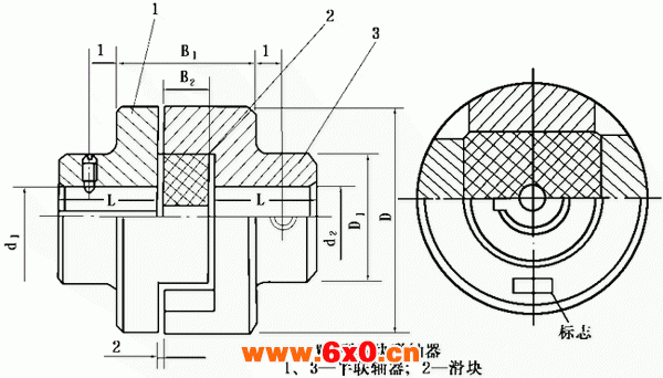 WH型滑块联轴器外形安装尺寸（JB/ZQ  4384-97）