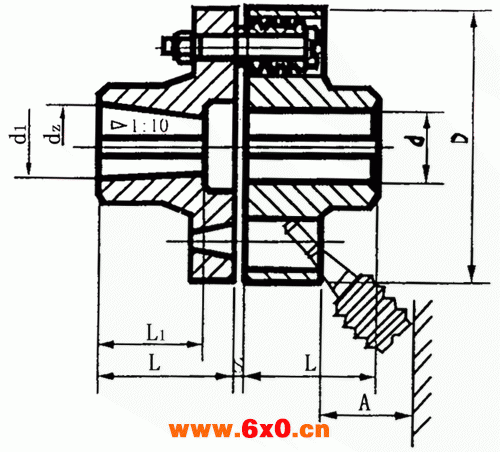 TL弹性套柱销联轴器外形及尺寸参数（GB4323—84）