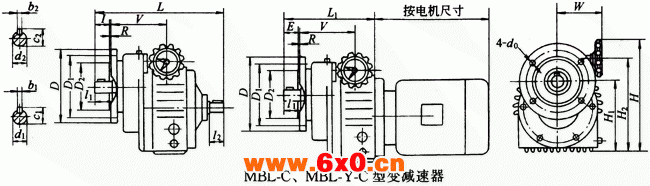 MBL-C、MBL-Y-C型变减速器主要尺寸