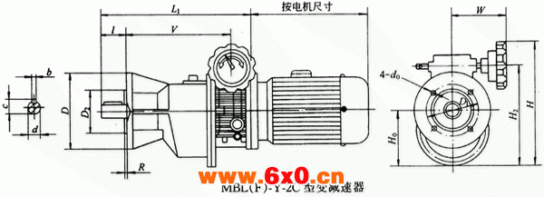 MBL（F）-Y-2C型变减速器主要尺寸Q/ZTB01-2001