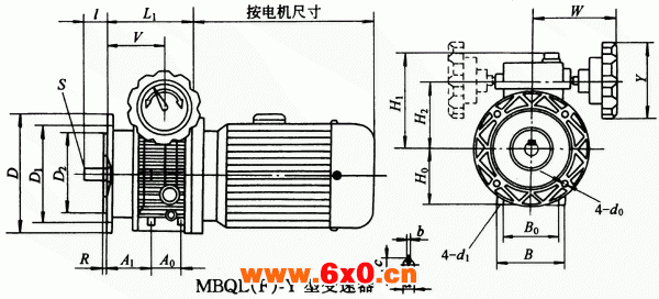 MBQL（F）-Y型变速器主要尺寸Q/ZTB01-2001