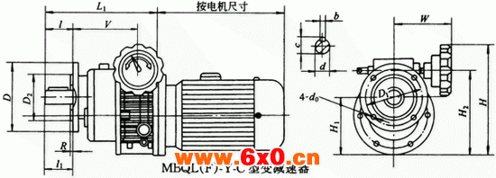 MBQL(F)-Y-C型变减速器主要尺寸Q/ZTB01-2001