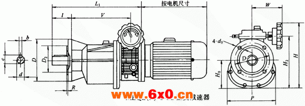MBQL（F）-Y-3C型变减速器主要尺寸Q/ZTB01-2001