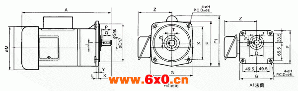 台湾ZL、ZF小型齿轮减速电机单相立式外形尺寸