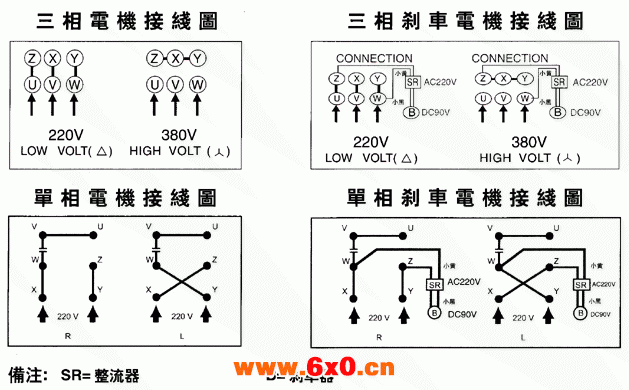 台湾ZL、ZF小型齿轮减速电机接线图