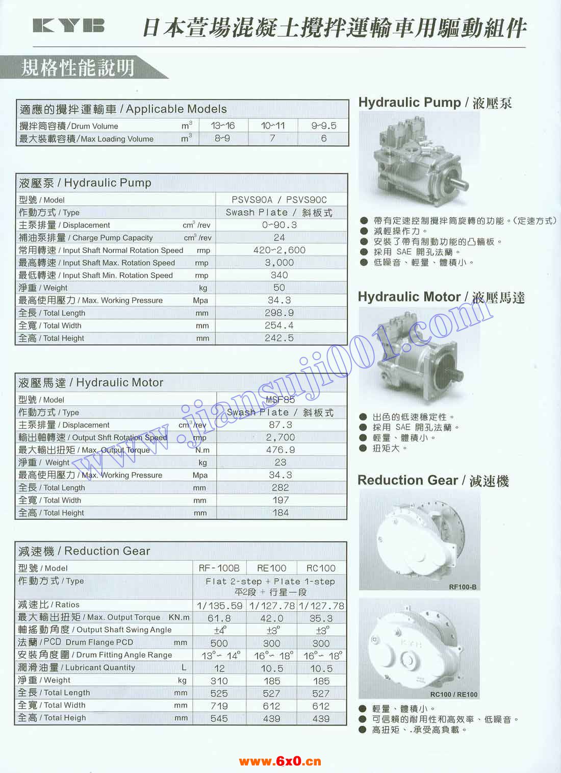 日本萱场混凝土搅拌运输车用驱动组件