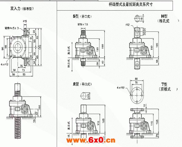 WSH系列蜗杆升降机螺杆端型式