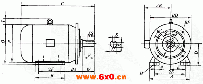 NEMA标准三相异步电动机外形尺寸（143～499T机座）