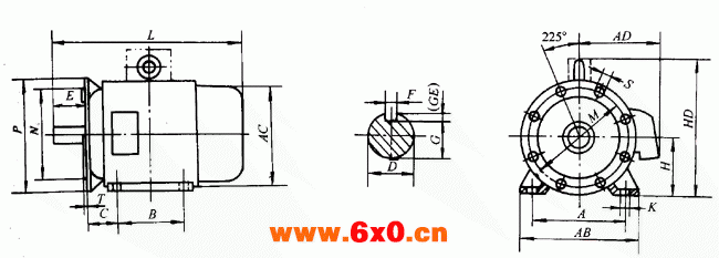 Y系列(IP44)中型低压三相异步电动机外形及安装尺寸(380V)