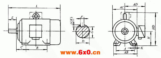 Y系列(IP44)中型低压三相异步电动机外形及安装尺寸(380V)