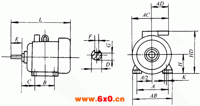 YB系列中型低压隔壁爆型三相异步电动机外形及安装尺寸