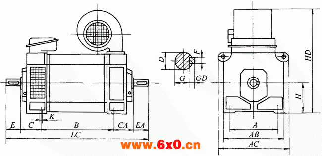 YTD系列调压调速电梯电动机外形及安装尺寸图（IM1002）