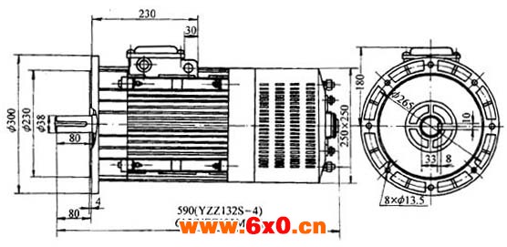 YZZ型起重制动用三相异步电动机外形尺寸