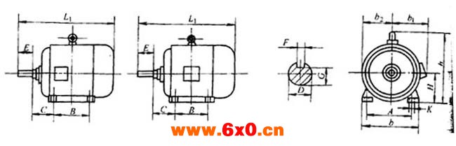 YKZ、FXZ型自制动异步电动机外形尺寸（H80～H160）