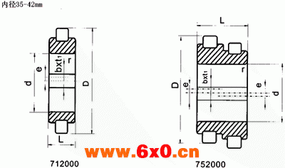 整体单（双）偏心转臂轴承外形尺寸（内径35-42mm）