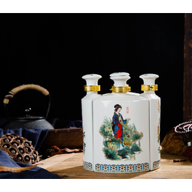 景德镇陶瓷酒坛创意四大美女五件套组合五斤装酒瓶存酒瓶器